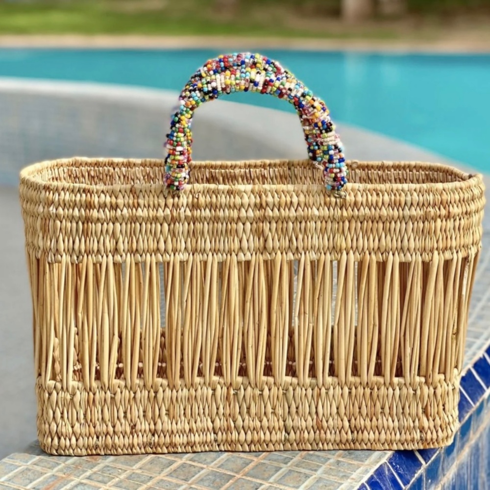 SOUIRA MULTICOLOR BEADED BASKET TOTE